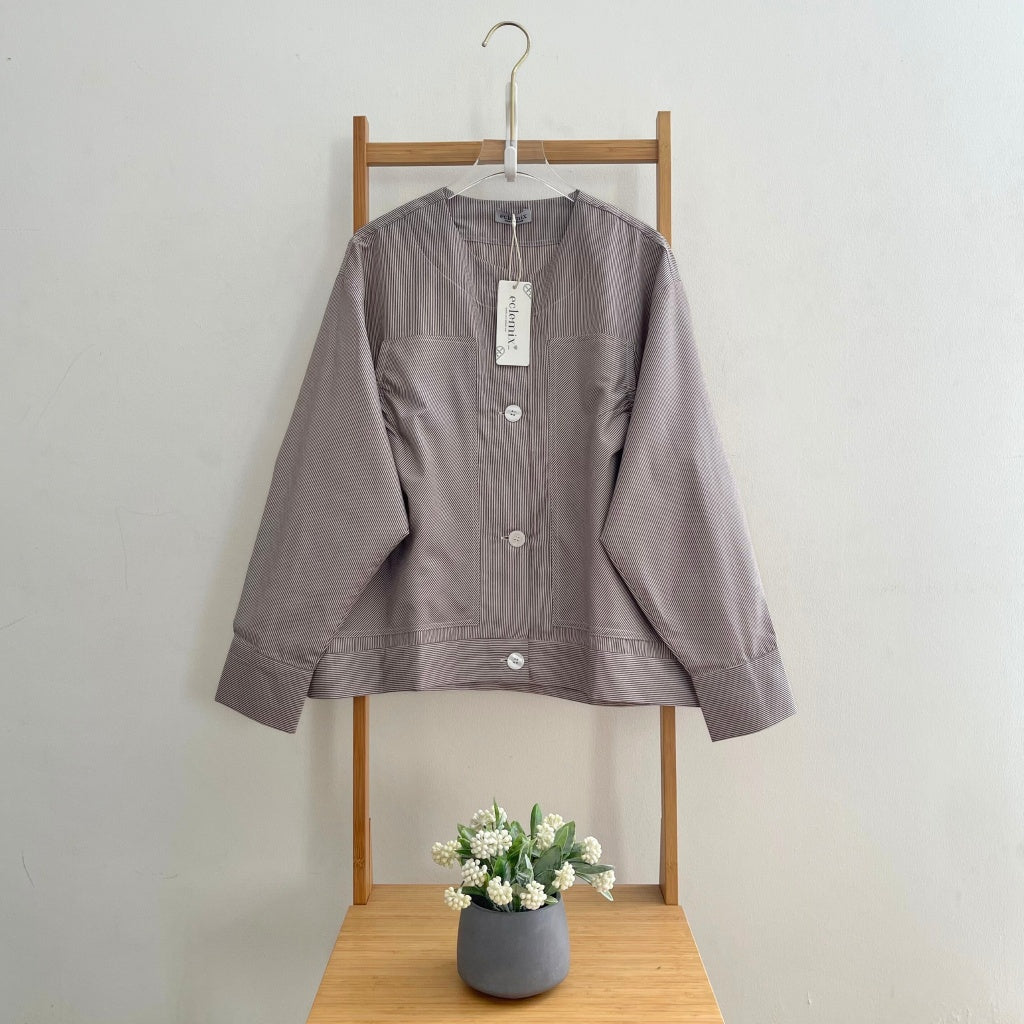 Image of Eclemix Top Alexa Skipper Shirt | Atasan Wanita Kemeja Motif Stripes Salur